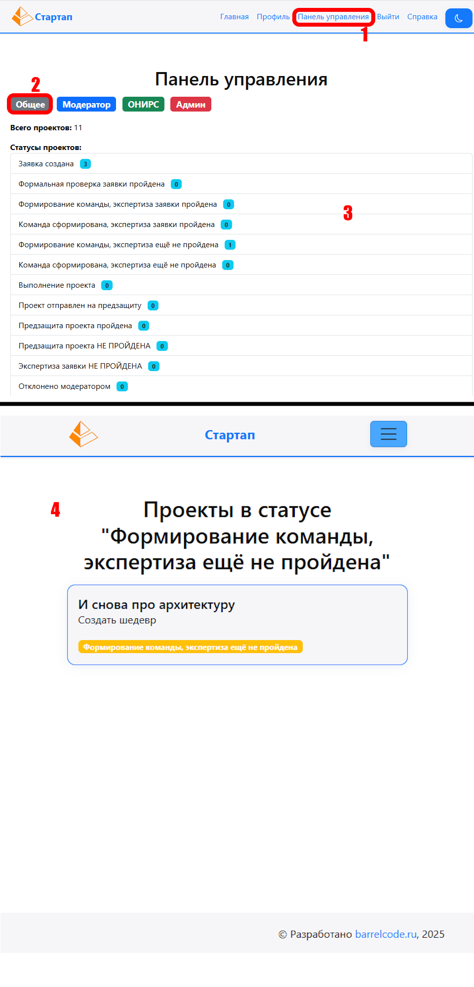 Общая статистика и проекты