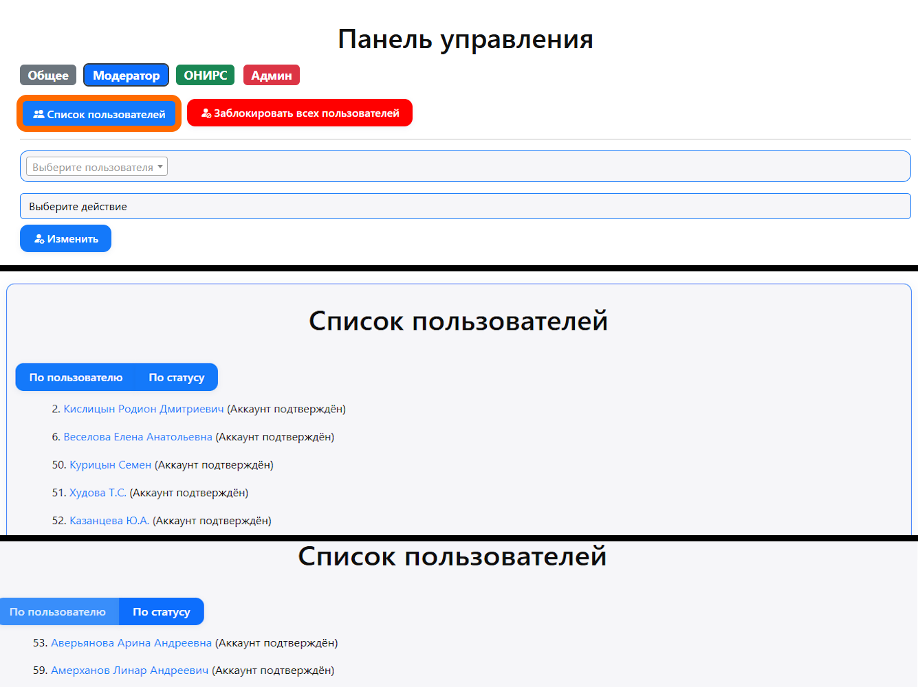 Список пользователей